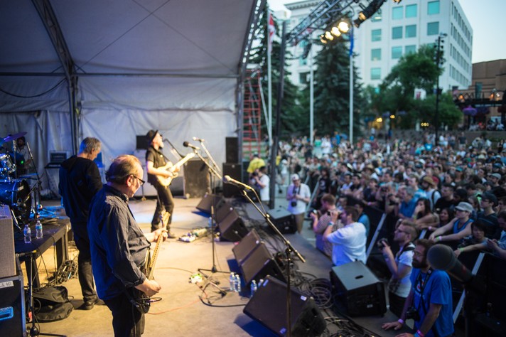 The group Television is seen performing at Olympic Plaza during Sled Island 2015.